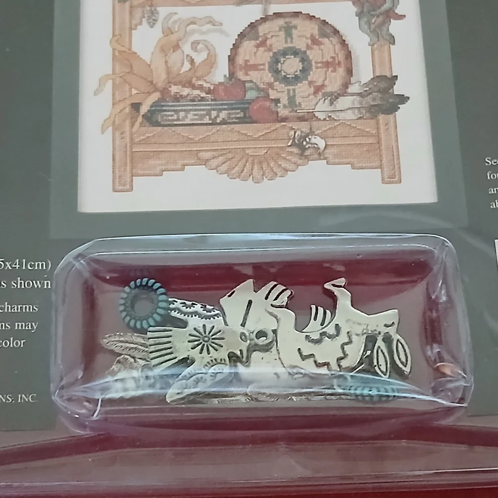 2 Complete Native American Dimensions Charts & Charms Cross Stitch Craft Kits